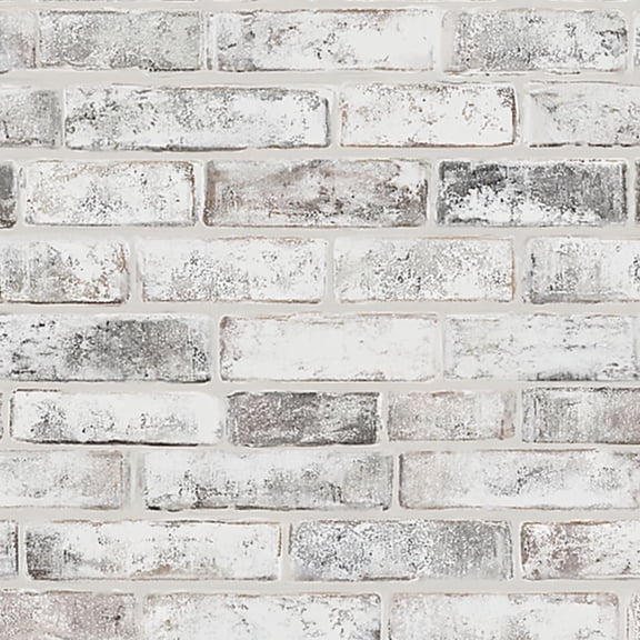 Peel and Stick Wallpaper 23.6in x 9.8ft Rustic Industrial Vintage White Gray Brick Wall Distressed Contact Paper Vinyl Waterproof Self Adhesive Wall Paper for Bedroom Shelf Cabinet Renter Friendly