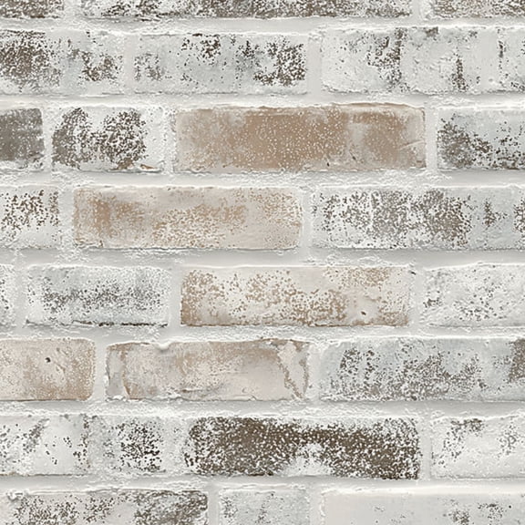 Peel and Stick Wallpaper 23.6in x 9.8ft Rustic Industrial Whitewashed Brick Wall Texture Neutral Contact Paper Vinyl Waterproof Self Adhesive Wall Paper for Bedroom Shelf Cabinet Renter Friendly