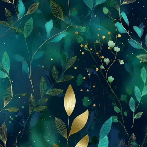 Peel and Stick Wallpaper 23.6in x 9.8ft Seamless Botanical Golden Teal Leaves Dark Green Contact Paper Vinyl Self-Adhesive Removable Wall Paper for Bedroom DIY Home Decor Renter Friendly