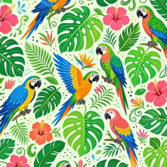 Peel and Stick Wallpaper 23.6in x 9.8ft Tropical floral parrots Jungle Wildlife Contact Paper Vinyl Waterproof Self Adhesive Wall Paper for Bedroom Shelf Cabinet Renter Friendly