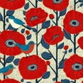 thumbnail image 1 of Peel and Stick Wallpaper 23.6in x 9.8ft Vibrant Red Bluebirds Floral Cream Contact Paper Vinyl Self-Adhesive Removable Wall Paper for Bedroom DIY Home Decor Renter Friendly, 1 of 8