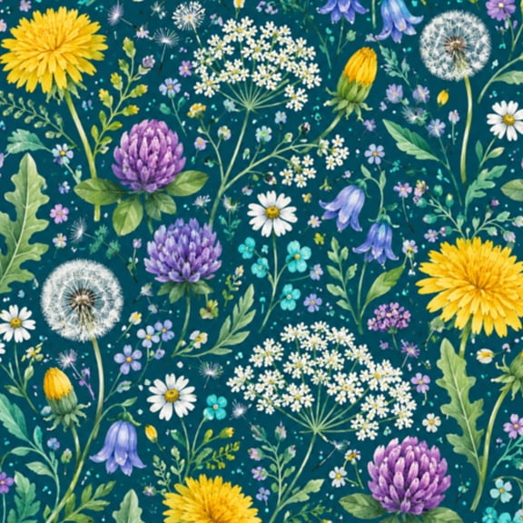Peel and Stick Wallpaper 23.6in x 9.8ft Vibrant Wildflower Meadow Seamless Teal botanical Contact Paper Vinyl Waterproof Self Adhesive Wall Paper for Bedroom Shelf Cabinet Renter Friendly