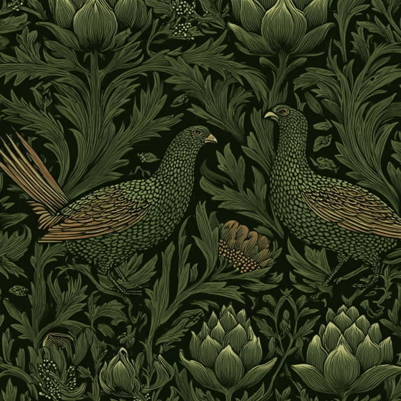 Peel and Stick Wallpaper 23.6in x 9.8ft Vintage Botanical Green Birds Floral Foliage Dark Contact Paper Vinyl Waterproof Self Adhesive Wall Paper for Bedroom Shelf Cabinet Renter Friendly