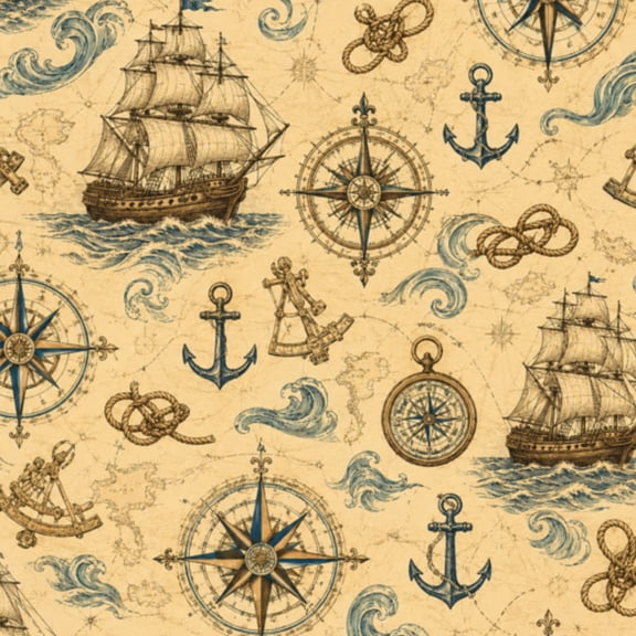 Peel and Stick Wallpaper 23.6in x 9.8ft Vintage Sailing Ship Compass Nautical Map Ocean Waves Sepia Tones Contact Paper Vinyl Waterproof Self Adhesive Wall Paper for Bedroom Shelf Cabinet