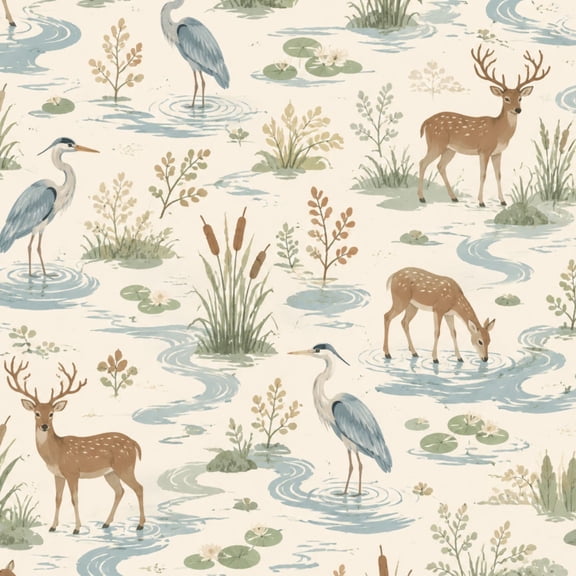 Peel and Stick Wallpaper 23.6in x 9.8ft Vintage Woodland Scenery Deer Birds Trees Elegant Watercolor Contact Paper Vinyl Waterproof Self Adhesive Wall Paper for Bedroom Shelf Cabinet