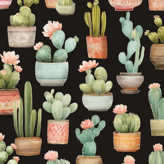 Peel and Stick Wallpaper 23.6in x 9.8ft Watercolor Cactus Succulent Plant Black Contact Paper Vinyl Self-Adhesive Removable Wall Paper for Bedroom DIY Home Decor Renter Friendly