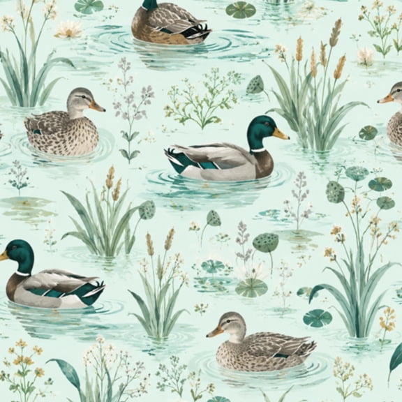 Peel and Stick Wallpaper 23.6in x 9.8ft Watercolor Mallard Ducks Wildflower Pond Contact Paper Vinyl Waterproof Self Adhesive Wall Paper for Bedroom Shelf Cabinet Renter Friendly