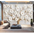 thumbnail image 1 of Peel and Stick Wallpaper 3D Floral White Flower Tree Wall Mural Bedroom Living Room Dining Room Modern Art Wall Mural Decor Self Adhesive and Removable 100in x 144in, 1 of 8