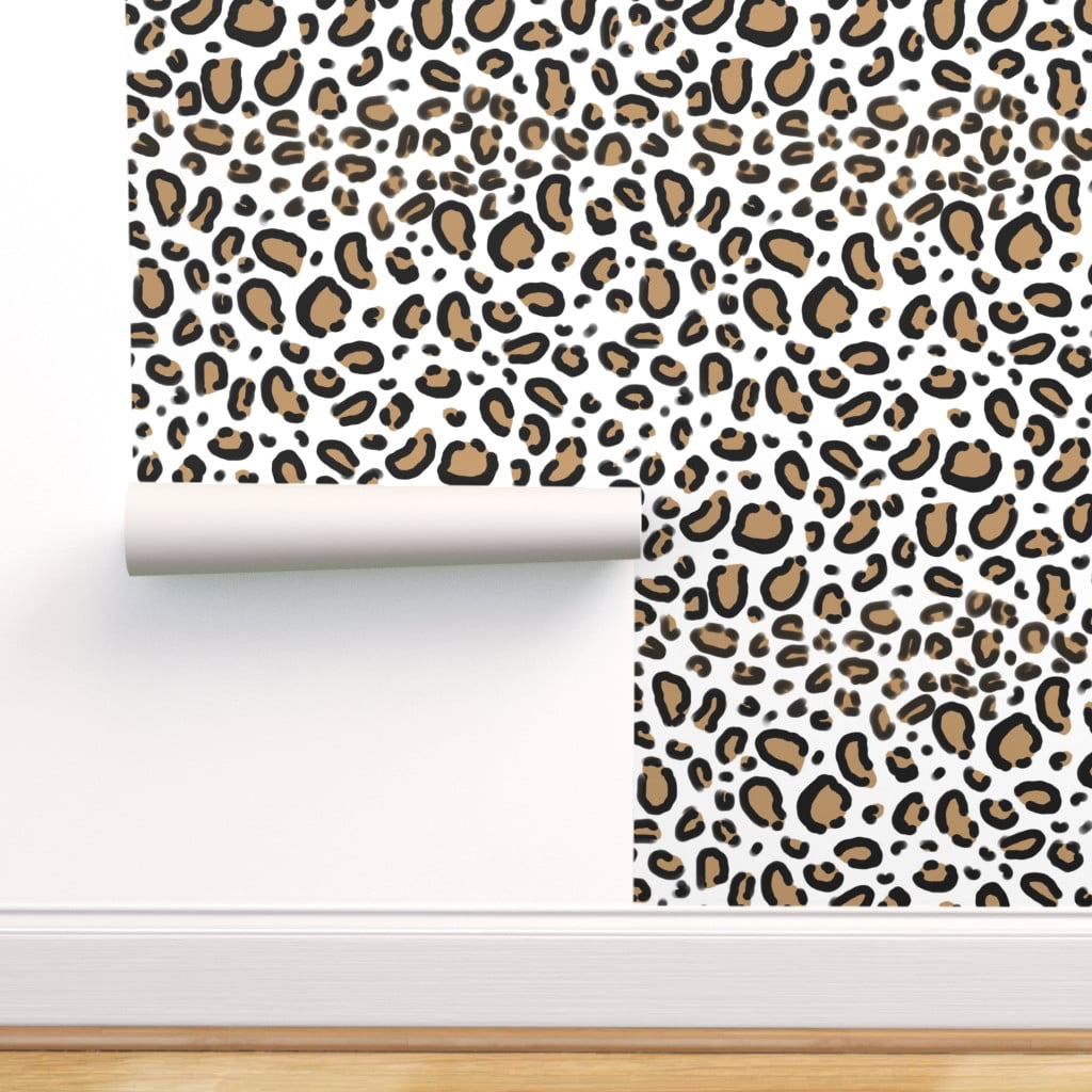 Animal Print Leopard Wallpaper - Peel and Stick, Small Sample 8 x 11 Inches / Light Natural Brown / Vinyl Peel and Stick