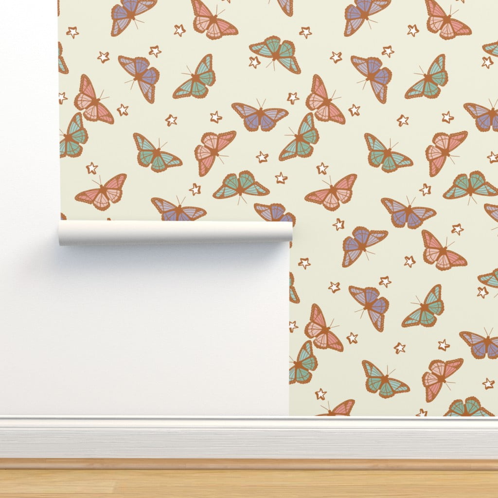 Peel & Stick Wallpaper 6ft x 2ft - Retro Butterfly Butterflies Summer