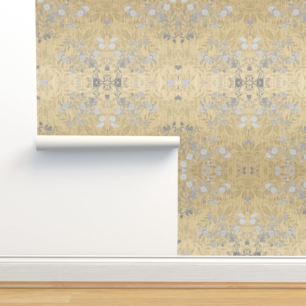 Peel & Stick Wallpaper 6ft x 2ft Vines Damask Gilded Look French