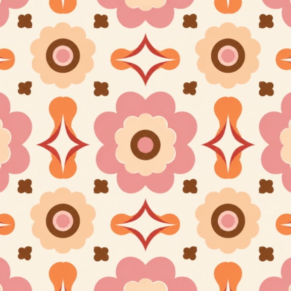 Peel and Stick Wallpaper 70s Retro Seamless Orange Brown Pink Beige 60s 70s Retro style 17.7in x 118in Contact Paper Removable Self Adhesive Wall Mural Wall Decor for Bedroom Kitchen Cabinets