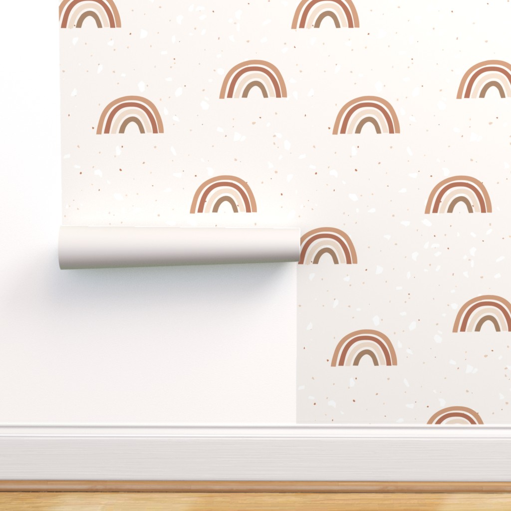Peel & Stick Wallpaper 9ft x 2ft Earth Tone Rainbows Minimalist