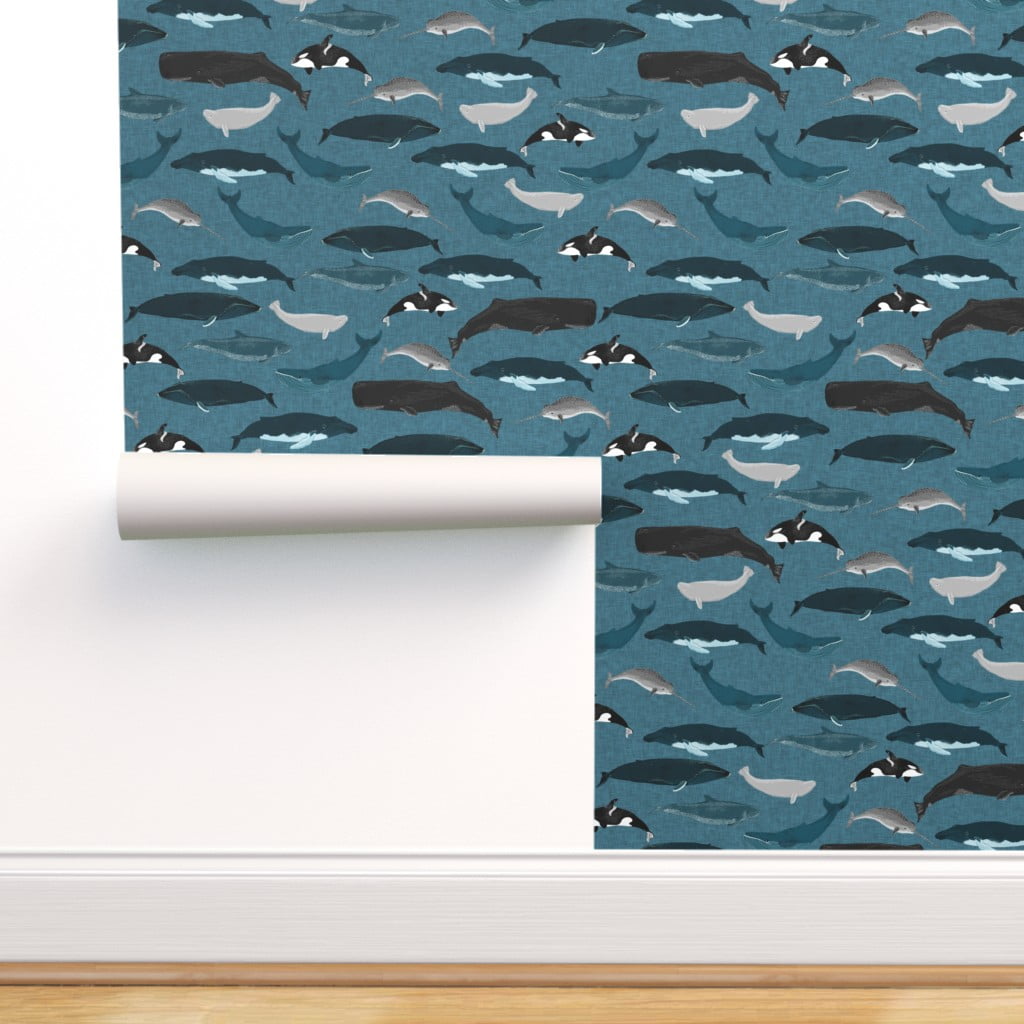 Peel & Stick Wallpaper 9ft x 2ft - Whale Whales Ocean Sea Creature Pod