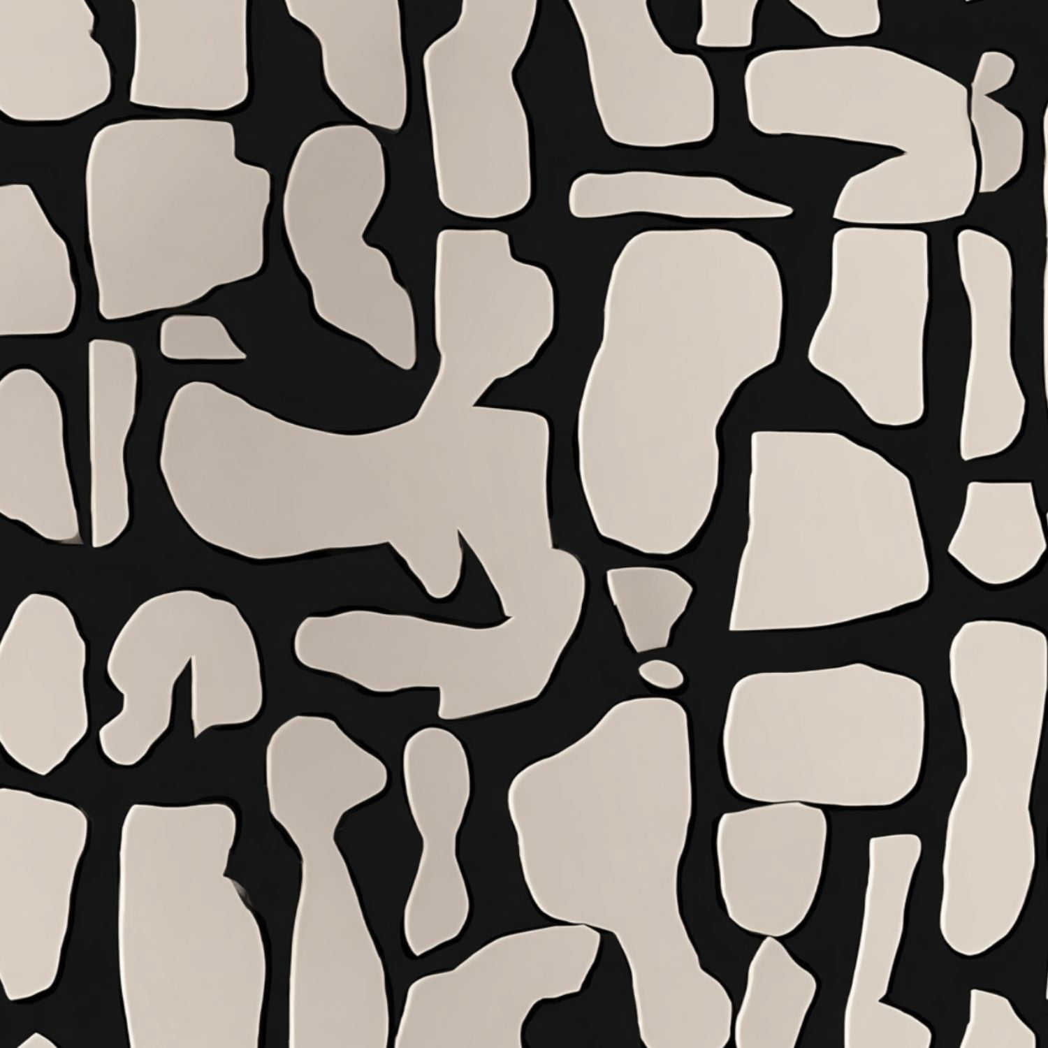 Peel and Stick Wallpaper Abstract Black Beige Geometric Organic Shapes Wall Mural 17.7in x 9.8ft Self Adhesive Removable Wall Paper Renter Friendly Wallpaper for Nursery Bedroom Cabinets