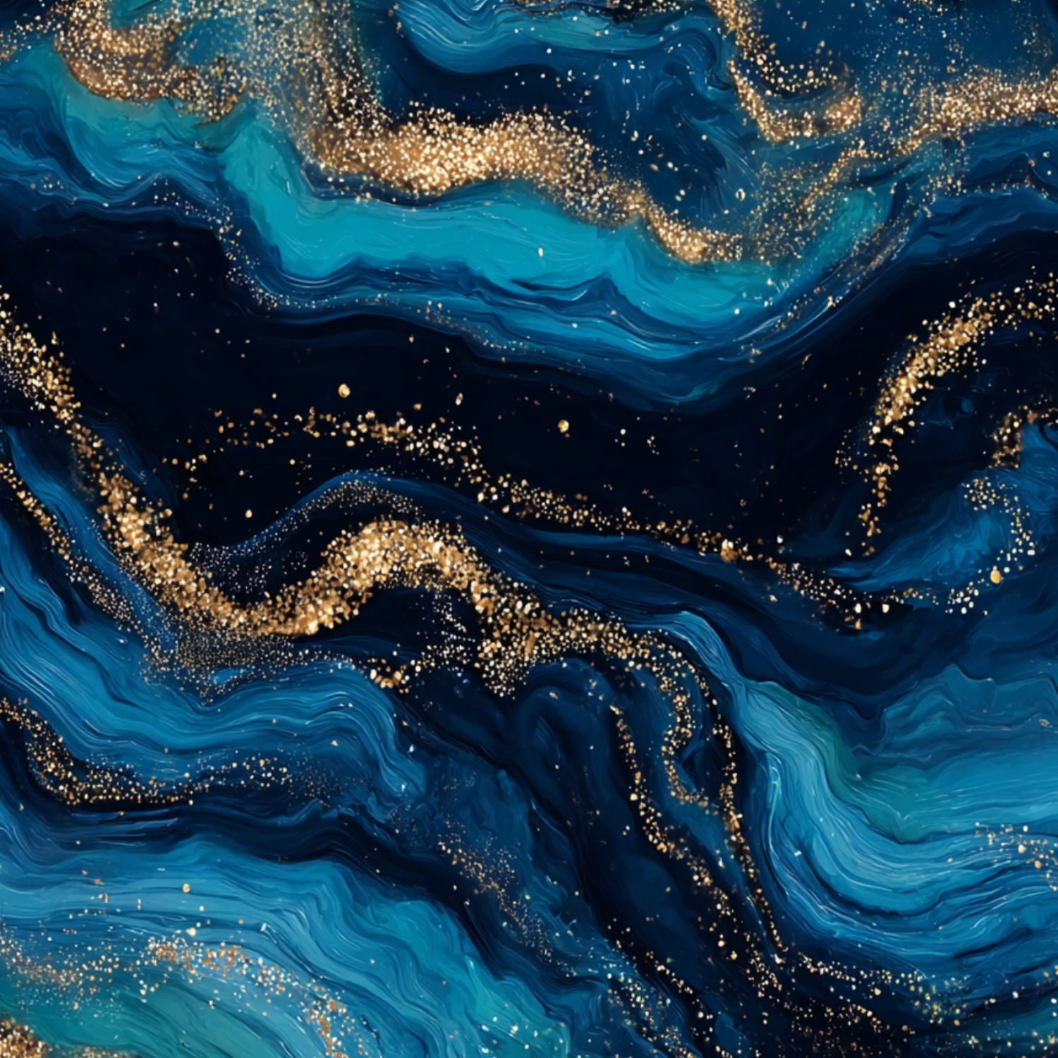 Peel and Stick Wallpaper Abstract Blue Gold Swirling Ocean Waves ...