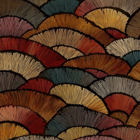 Peel and Stick Wallpaper Abstract Fan Shaped Warm Earth Tones Textured Stripes Wall Mural 23.6in x 9.8ft Self Adhesive Removable Wall Paper Renter Friendly Wallpaper for Bedroom Livingroom