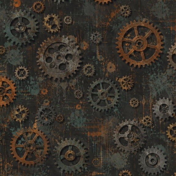 Peel and Stick Wallpaper Abstract Gear Wheel Mechanical Elements Steampunk Wall Mural 17.7in x 9.8ft Self Adhesive Removable Wall Paper Renter Friendly Wallpaper for Nursery Bedroom Cabinets