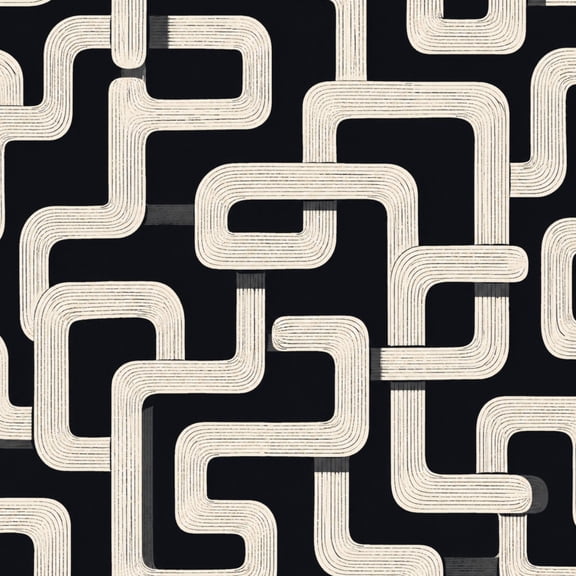 Peel and Stick Wallpaper Abstract Geometric Beige Interconnected Curves Black 17.7in x 118in Contact Paper Removable Self Adhesive Wall Mural Wall Decor for Bedroom Kitchen Cabinets