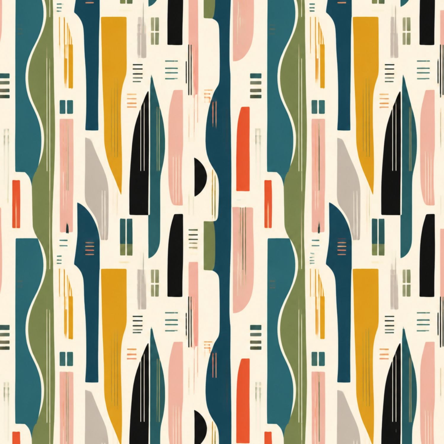 Peel and Stick Wallpaper Abstract Geometric Modern Mid Century Organic ...