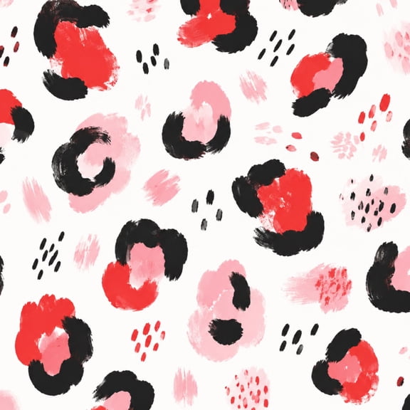 Peel and Stick Wallpaper Abstract Leopard Print Red Pink Black 17.7in x 118in Contact Paper Removable Self Adhesive Wall Mural Wall Decor for Bedroom Kitchen Cabinets