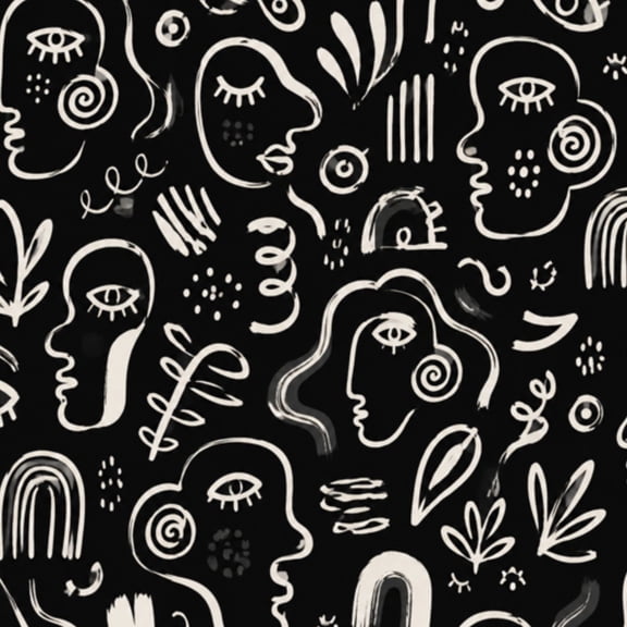 Peel and Stick Wallpaper Abstract Line Drawing Faces Masks Geometric Shapes Repeating Wall Mural 23.6in x 9.8ft Self Adhesive Removable Wall Paper Renter Friendly Wallpaper for Bedroom Cabinets
