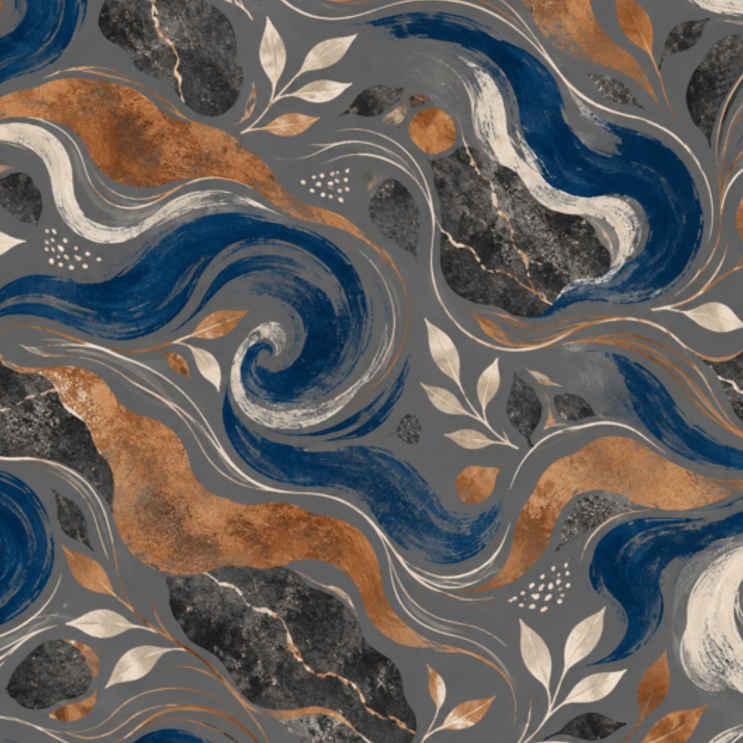 Peel and Stick Wallpaper Abstract Painting Dark Charcoal Deep Blue ...