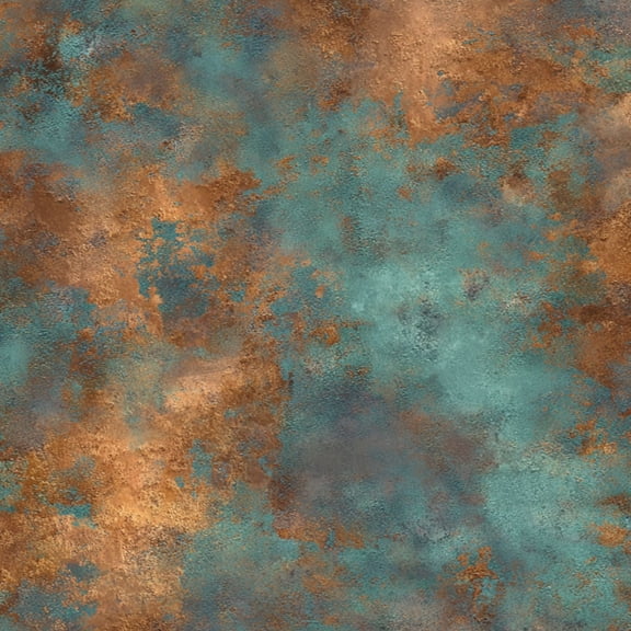 Peel and Stick Wallpaper Abstract Turquoise Copper Metallic Texture Weathered Wall Mural 23.6in x 9.8ft Self Adhesive Removable Wall Paper Renter Friendly Wallpaper for Nursery Bedroom Cabinets