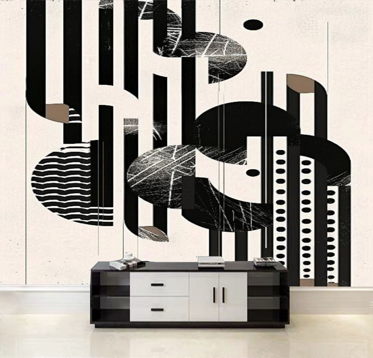 Peel and Stick Wallpaper Abstract art monochrome composition Patterned ...