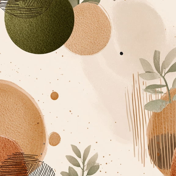 Peel and Stick Wallpaper Abstract boho Earthy Tones Botanical Elements Wall Mural 17.7in x 9.8ft Self Adhesive Removable Wall Paper Renter Friendly Wallpaper for Bedroom Kitchen Bathroom