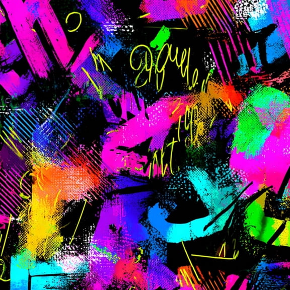 Peel and Stick Wallpaper Abstract bright graffiti bricks paint drips words Wall Mural 17.7in x 9.8ft Self Adhesive Removable Wall Paper Renter Friendly Wallpaper for Bedroom Bathroom