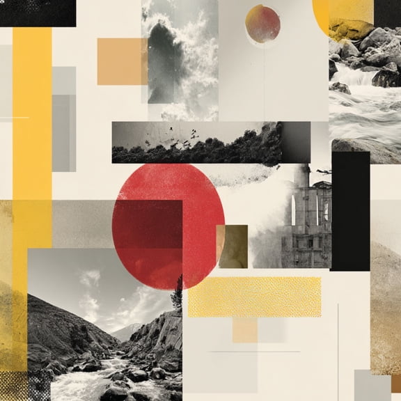 Peel and Stick Wallpaper Abstract mountain Landscape Red Yellow Accents Wall Mural 23.6in x 9.8ft Self Adhesive Removable Wall Paper Renter Friendly Wallpaper for Bedroom Kitchen Bathroom