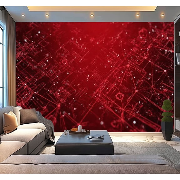 Peel and Stick Wallpaper Abstract particles connection visualization Technology backdrop 3d Modern Art Wall Mural Decor Self Adhesive and Removable 100in x 144in