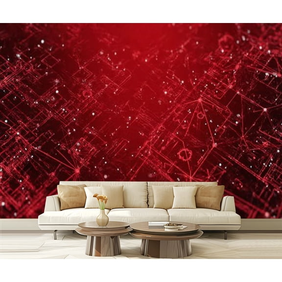 Peel and Stick Wallpaper Abstract particles connection visualization Technology backdrop 3d Modern Art Wall Mural Decor Self Adhesive and Removable 69in x 98in