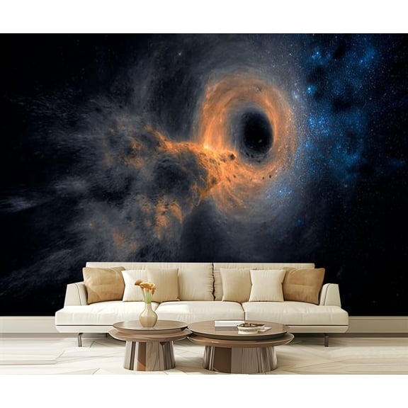 Peel and Stick Wallpaper Abstract space Black hole nebula colorful stars cloud fields outer Modern Art Wall Mural Decor Self Adhesive and Removable 69in x 98in