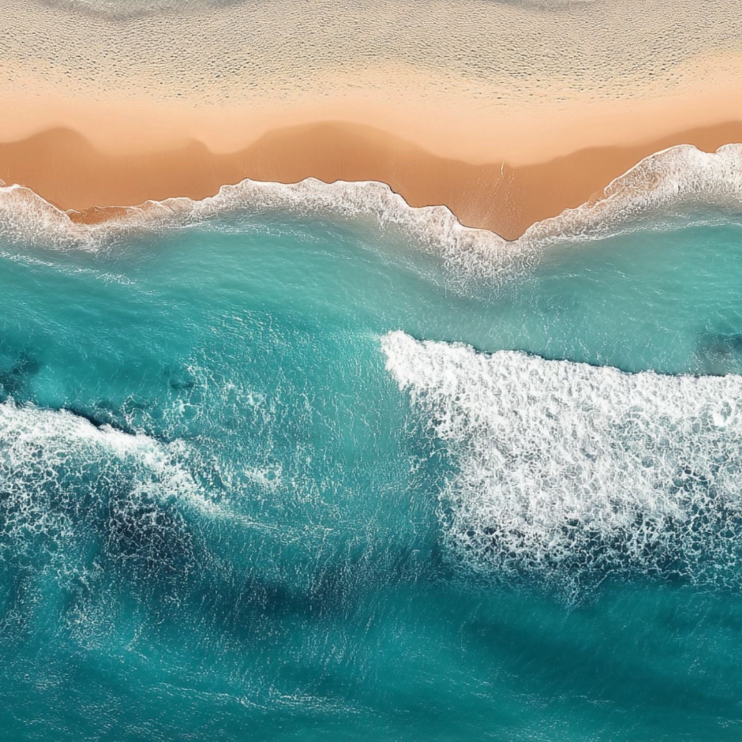 Peel and Stick Wallpaper Aerial View Ocean Waves Crashing Golden Sandy ...