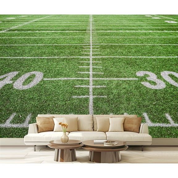 Peel and Stick Wallpaper American football field yard lines View from sidelines Pro Photo Modern Art Wall Mural Decor Self Adhesive and Removable 69in x 98in