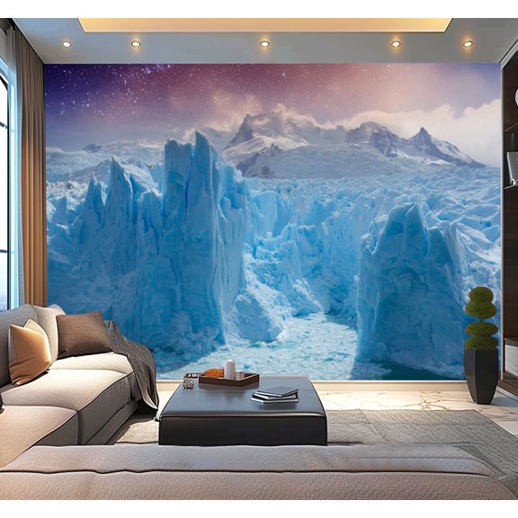 Peel and Stick Wallpaper Argentina Glaciers national park Icebergs Spegazzini glacier Modern Art Wall Mural Decor Self Adhesive and Removable 100in x 144in