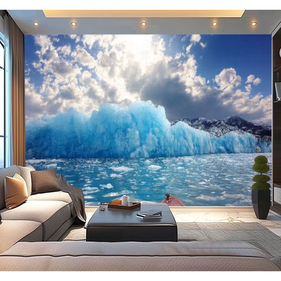 Peel and Stick Wallpaper Argentina Glaciers national park Icebergs Spegazzini glacier Modern Art Wall Mural Decor Self Adhesive and Removable 100in x 144in