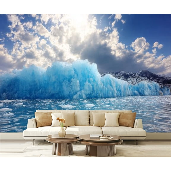 Peel and Stick Wallpaper Argentina Glaciers national park Icebergs Spegazzini glacier Modern Art Wall Mural Decor Self Adhesive and Removable 69in x 98in