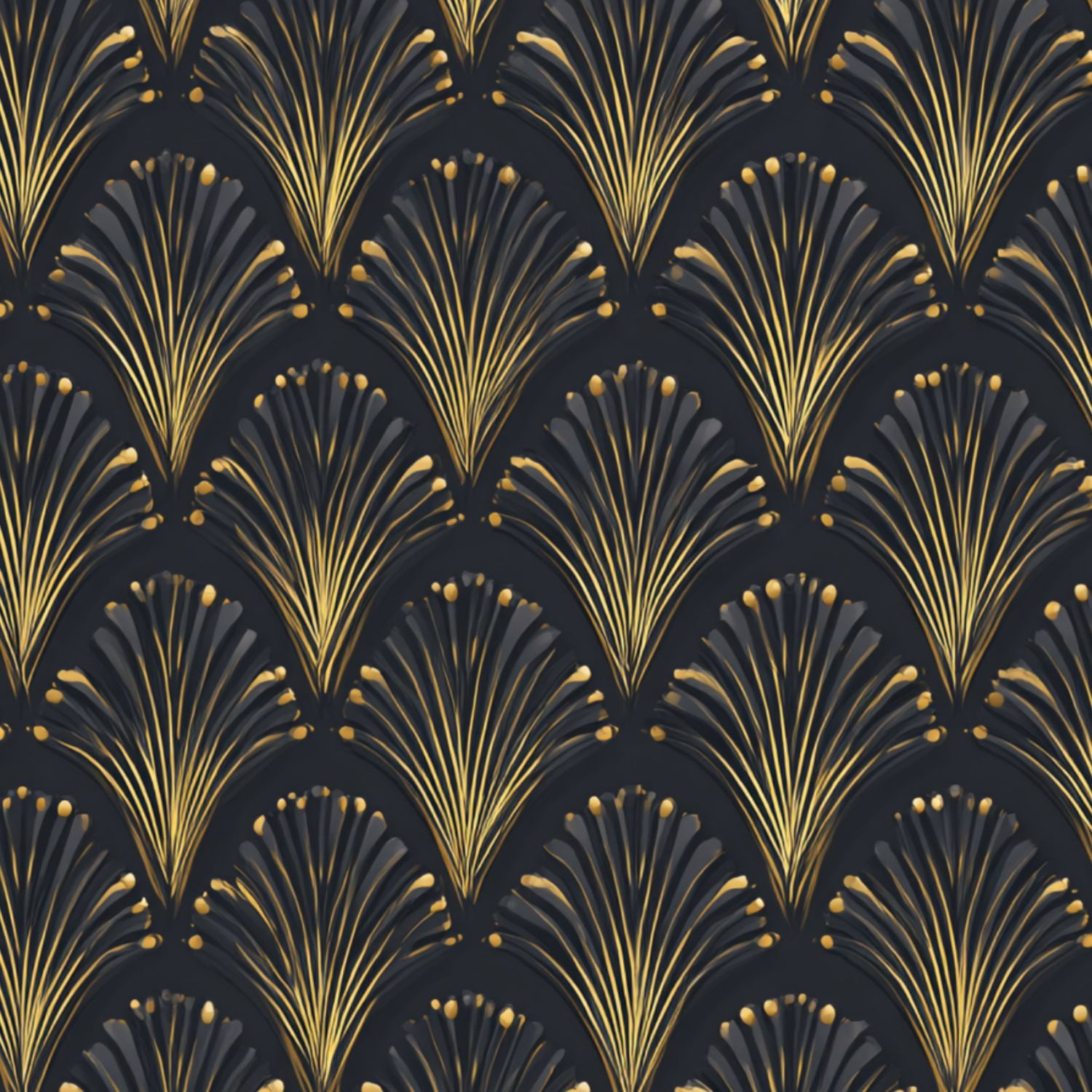 Peel and Stick Wallpaper Art Gold Black Fan Design vintage classic Wall Mural 23.6in x 9.8ft Self Adhesive Removable Wall Paper Renter Friendly Wallpaper for Bedroom Livingroom Office