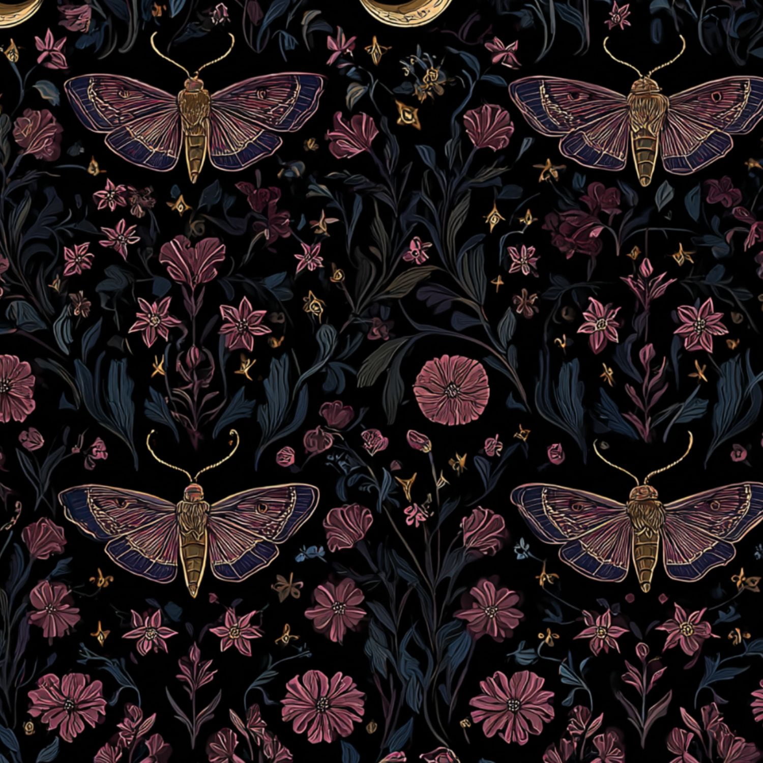 Peel and Stick Wallpaper Baroque Butterflies Floral Dark Wall Mural 23.6in x 9.8ft Self Adhesive Removable Wall Paper Renter Friendly Wallpaper for Nursery Bedroom Cabinets