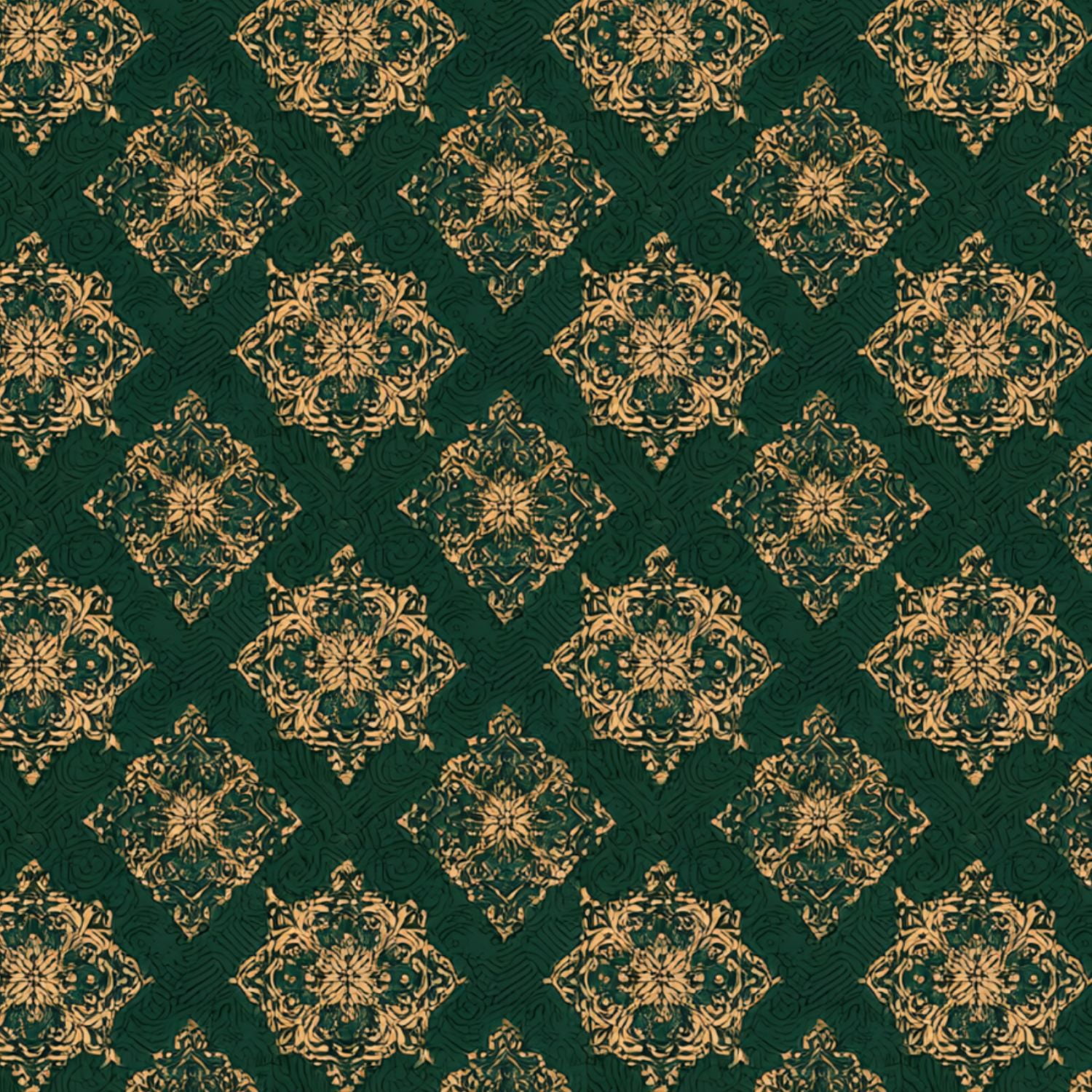 Peel and Stick Wallpaper Baroque Vintage Floral Damask Green Gold Accents Wall Mural 17.7in x 9.8ft Self Adhesive Removable Wall Paper Renter Friendly Wallpaper for Nursery Bedroom Cabinets