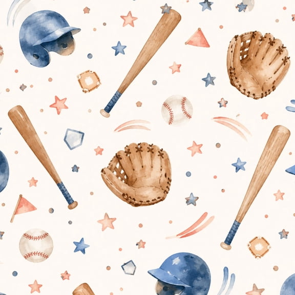 Peel and Stick Wallpaper Baseball Sports Vintage Helmets Bats Gloves Stars Soft Watercolor 24in x 118in Contact Paper Removable Self Adhesive Wall Mural Wall Decor for Bedroom Kitchen Cabinets