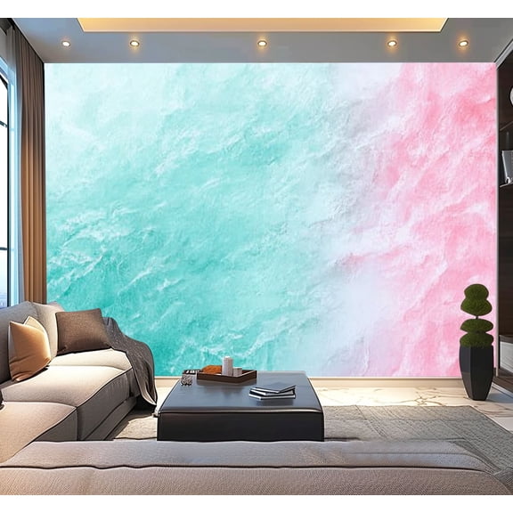 Peel and Stick Wallpaper Waterproof Beach Abstract Sea Summer Grunge Wave Sand Pastel Crayon Drawing Wall Mural Decor Self Adhesive and Removable 100in x 144in