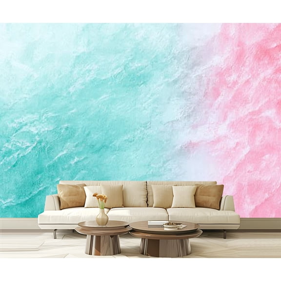 Peel and Stick Wallpaper Beach Abstract Sea Summer Grunge Wave Sand Pastel Crayon Drawing Modern Art Wall Mural Decor Self Adhesive and Removable 69in x 98in