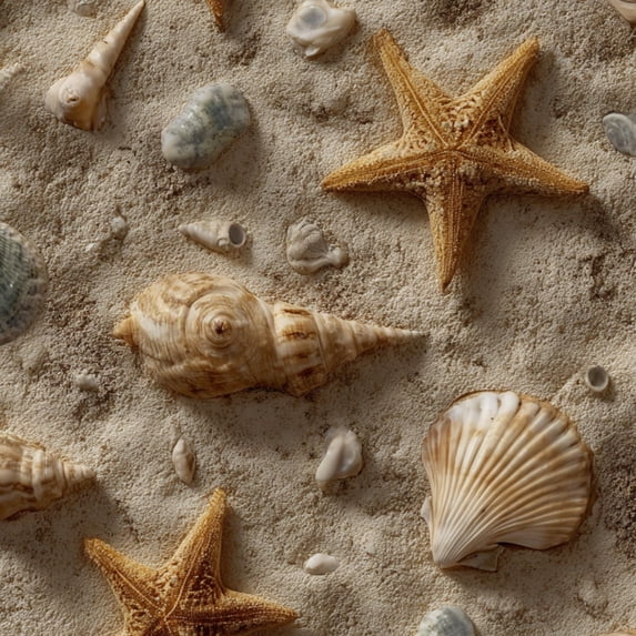 Peel and Stick Wallpaper Beach Sand Shells Starfish Wall Mural 23.6in x 9.8ft Self Adhesive Removable Wall Paper Renter Friendly Wallpaper for Nursery Bedroom Cabinets