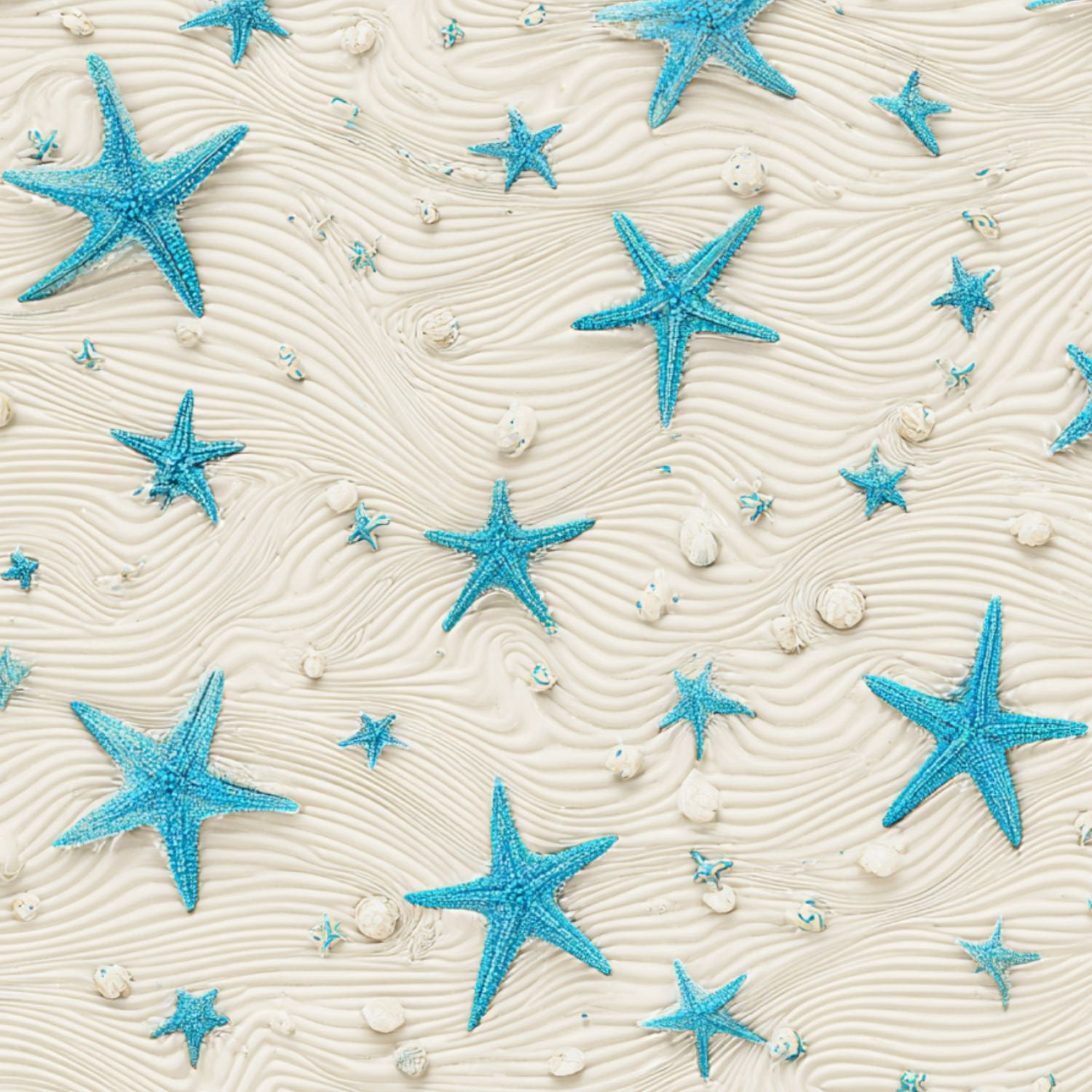 Peel and Stick Wallpaper Beach Sand Turquoise Starfish Seashells Wall ...