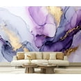 thumbnail image 1 of Peel and Stick Wallpaper Beautiful abstract purple gold marble liquid ink art Luxury lavender Modern Art Wall Mural Decor Self Adhesive and Removable 69in x 98in, 1 of 8
