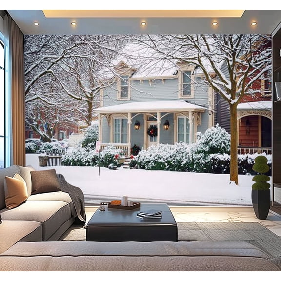 Peel and Stick Wallpaper Beautiful house covered snow located Queen Street Niagara Modern Art Wall Mural Decor Self Adhesive and Removable 100in x 144in